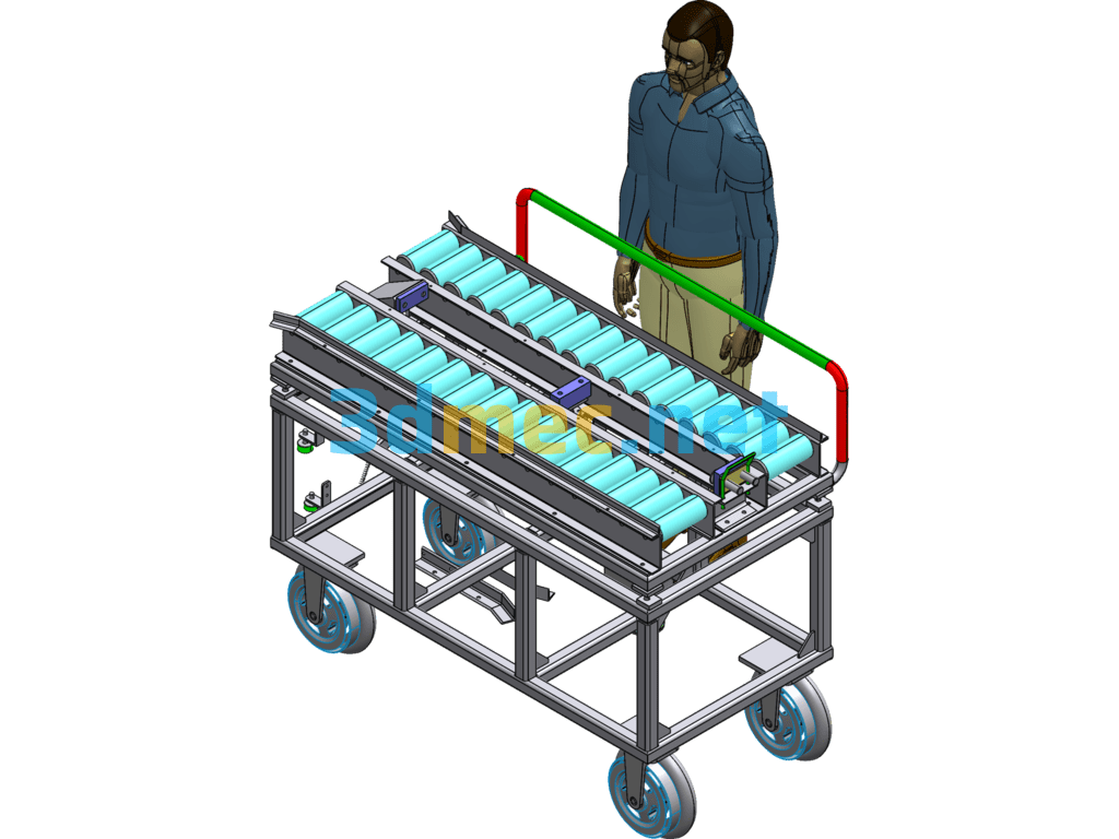 Hand Push Roller Conveyor - 3D Model Exported Free Download