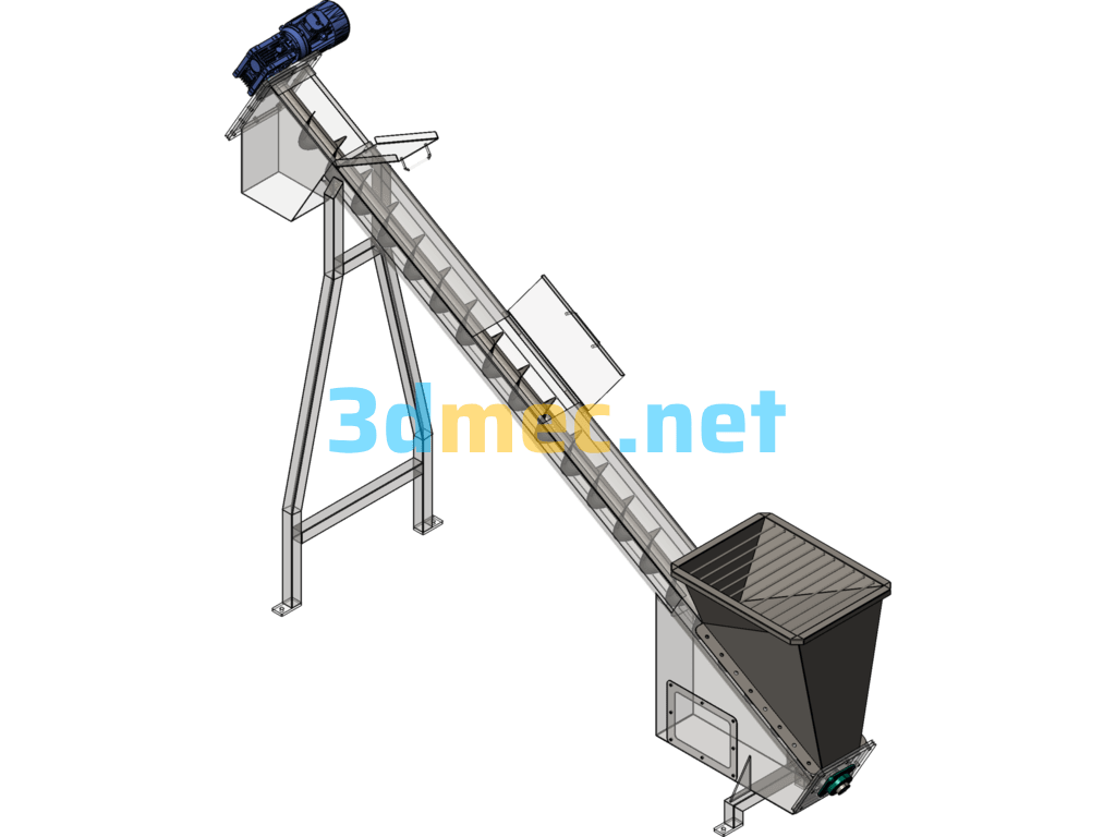 Plastic Granules Spiral Conveyor Belt - 3D Model SolidWorks Free Download