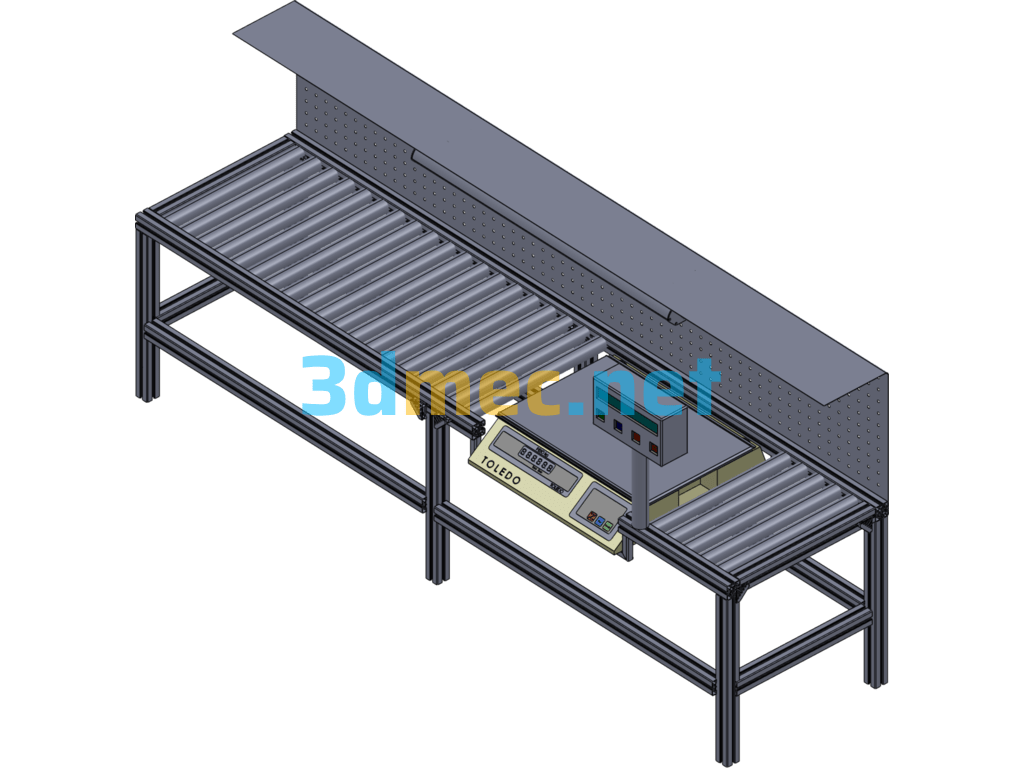 Design Model Of Roller Conveyor With Weighing System - 3D Model Exported Free Download