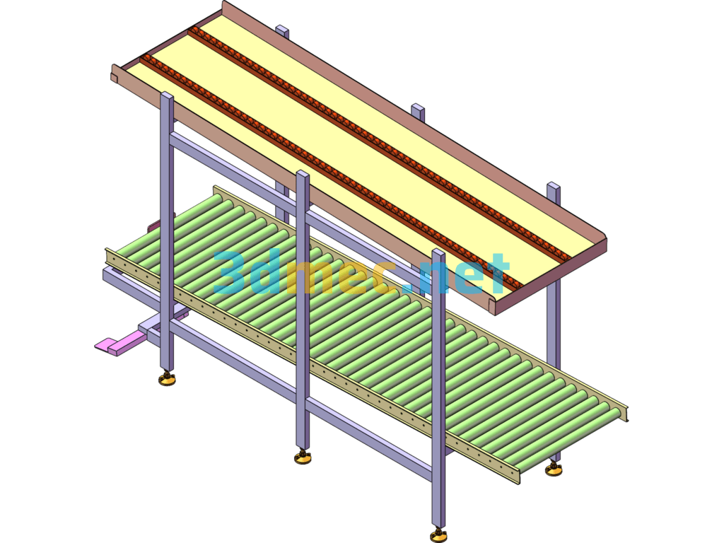 Single Row Roller Frame With Brake - 3D Model SolidWorks Free Download