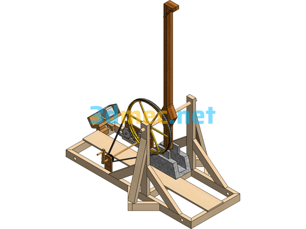 Ancient Catapult - 3D Model SolidWorks Free Download