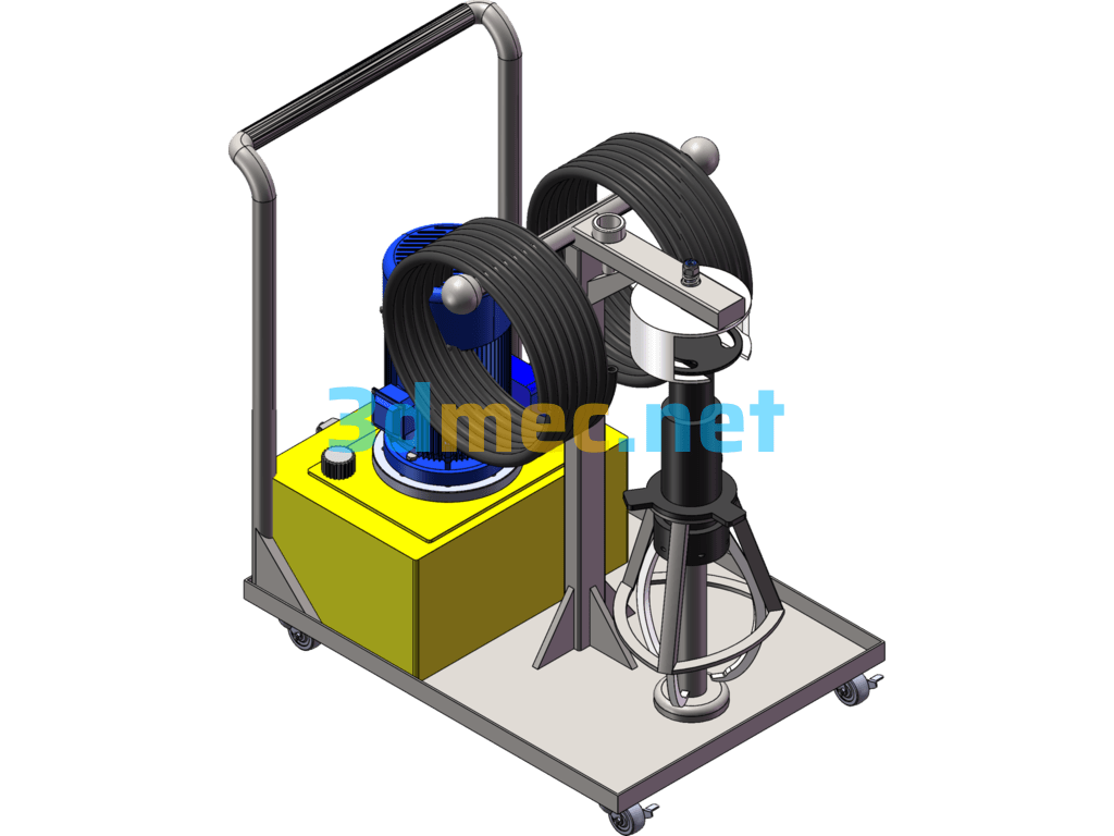 Assembly Drawing Of Hydraulic Puller And Special Trolley - 3D Model SolidWorks Free Download