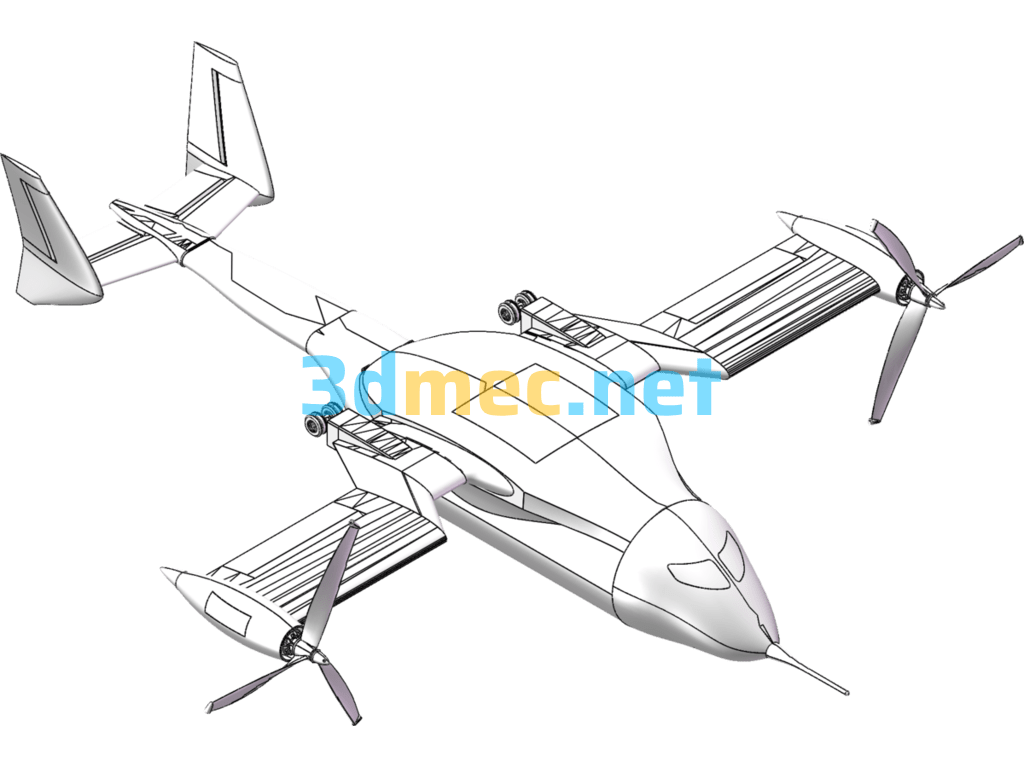 Tilt-Rotor UAV Design Model - 3D Model SolidWorks Free Download