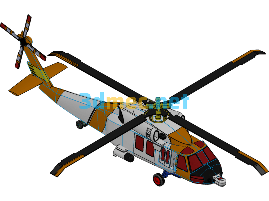 Sikorsky MH-60 Helicopter - 3D Model SolidWorks Free Download