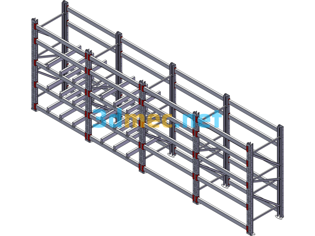 Three-Dimensional Warehouse Shelves - 3D Model SolidWorks Free Download