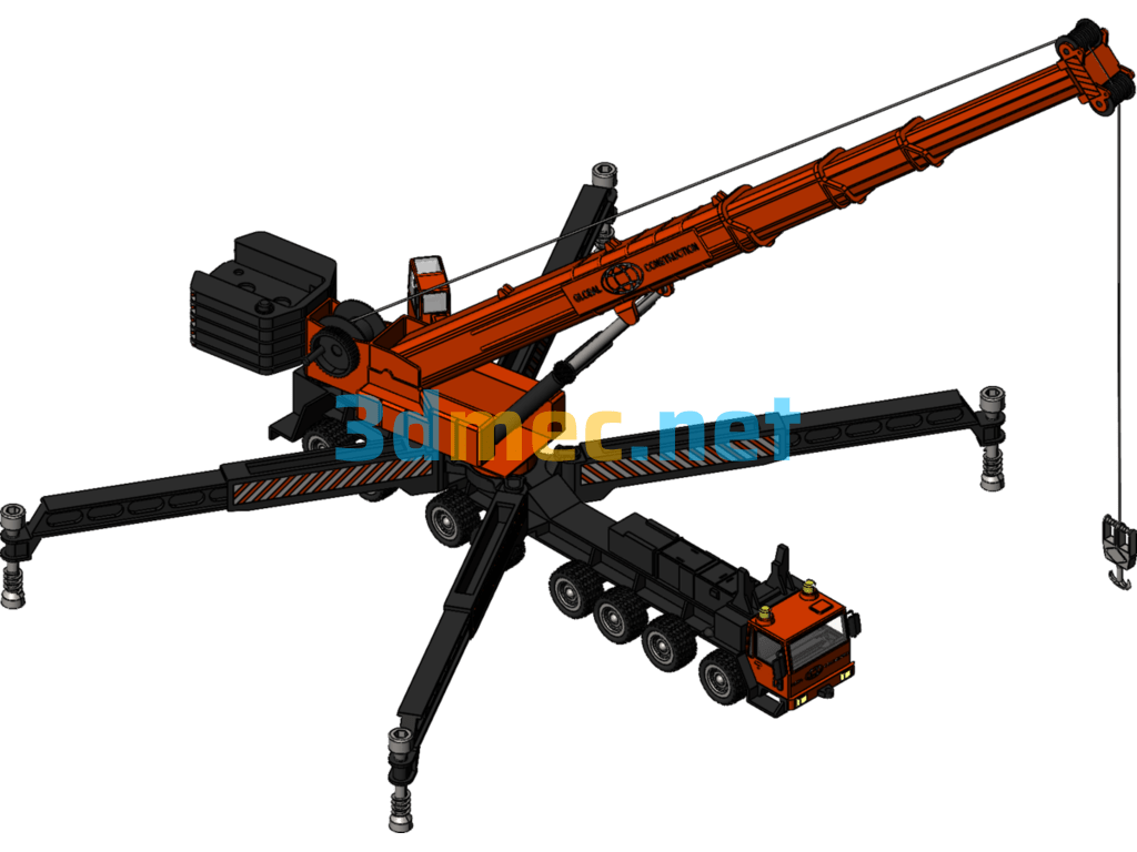 Large Truck Crane (Truck Crane) - 3D Model SolidWorks Free Download