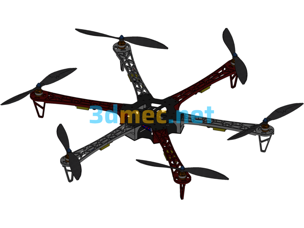 Hexacopter Drone Model - 3D Model SolidWorks Free Download