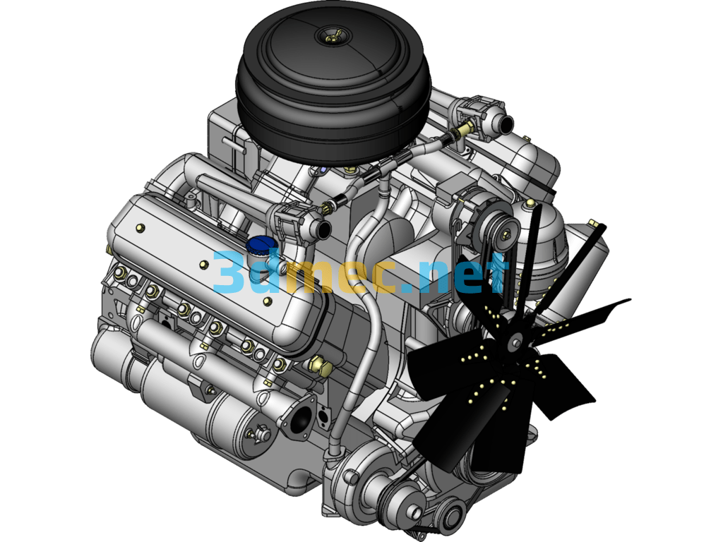 Diesel Engine 236 - 3D Model SolidWorks Free Download