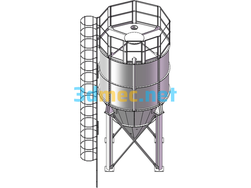 Cement Silo - 3D Model SolidWorks Free Download